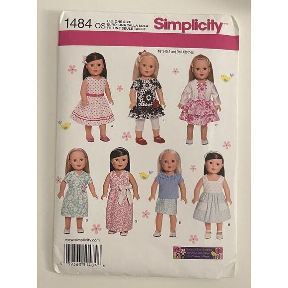 Simplicity Sewing Pattern 18" Doll Clothes Wardrobe Dress Pants Skirt New FF - Picture 1 of 4